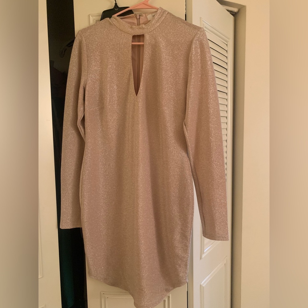 Forever 21 Sparkly gold long sleeve dress
